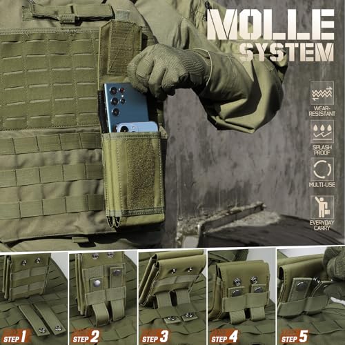 Universal Phone Pouch with MOLLE Attachment for EDC Outdoor & Tactical Gear - color: Army Green