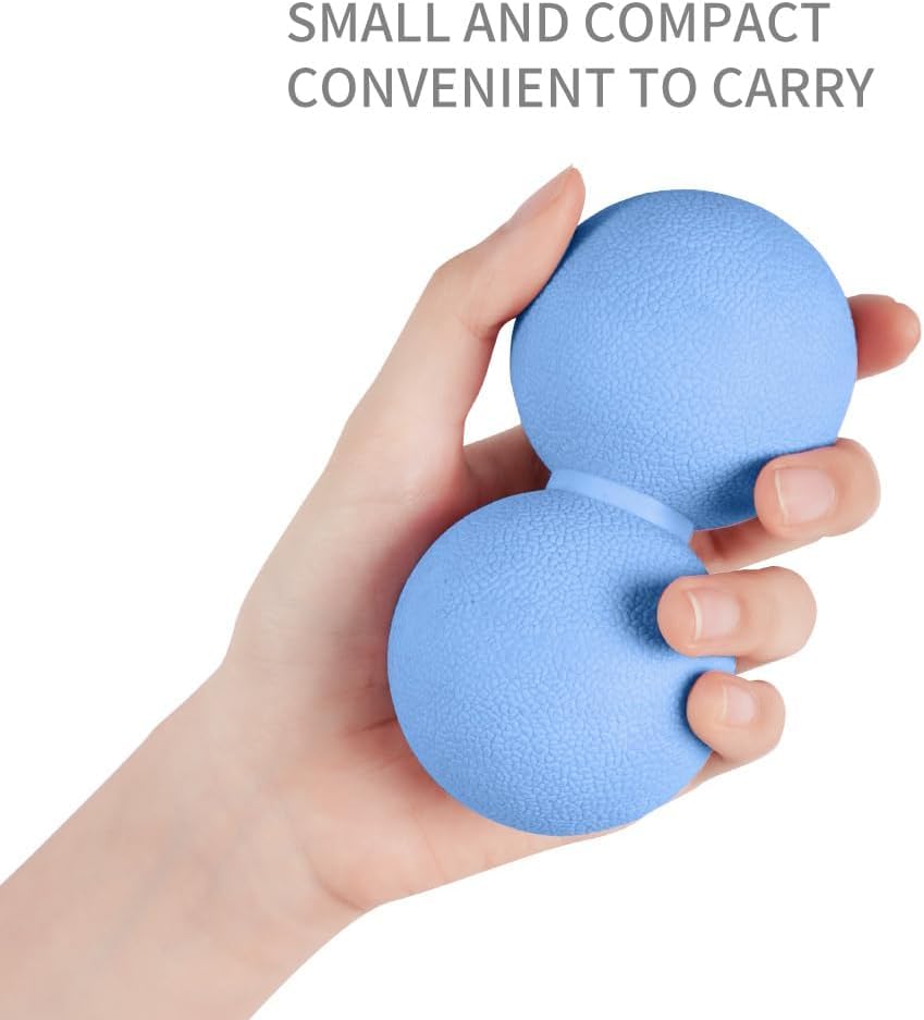 Double Lacrosse Peanut Massage Ball for Deep Tissue Pain Relief - Micro-Elastic Myofascial Roller Ball for Back and Neck, Foot and Physical Therapy (Blue) - color: Blue
