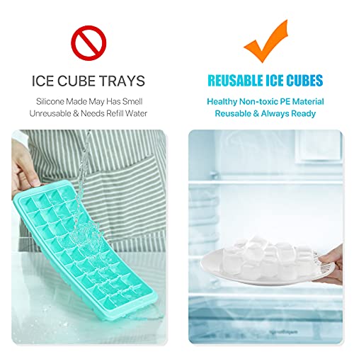 Reusable Ice Cubes for Drinks, 100 Pack Refreezable Plastic Ice Cubes BPA Free for Cocktails, Chills Drinks Without Diluting, Wine, Beer or Coffee Easy To Use - color: White-100Pack