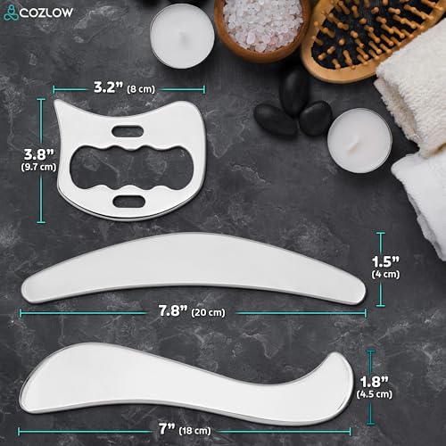 3 Pieces Muscle Scraper Stainless Steel Fascia Release Gua Sha IASTM Tools - style: Style B (3in1)
