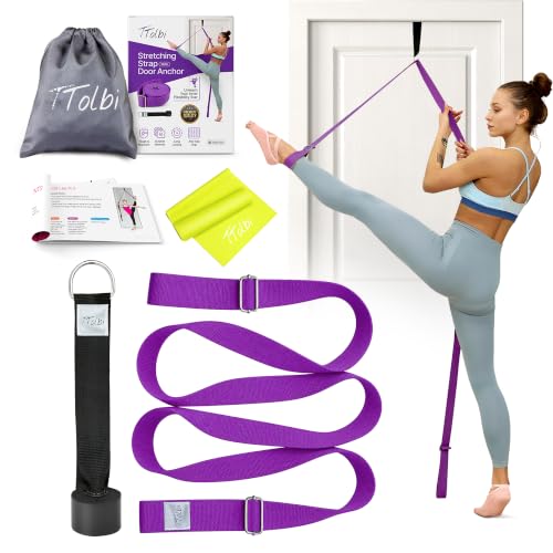 Leg Stretcher Strap with Door Anchor and Resistance Band, Splits Trainer - color: Royal Purple