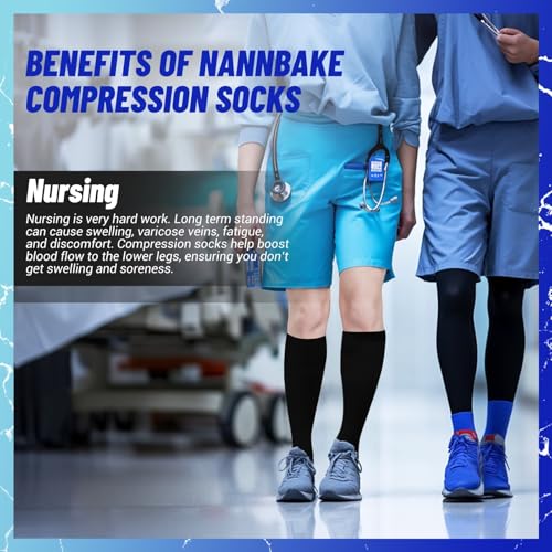 3 Pairs Compression Socks for Women & Men 15-20 mmHg, Knee High - color: 04 Black/Nude/White, size: Small-Medium