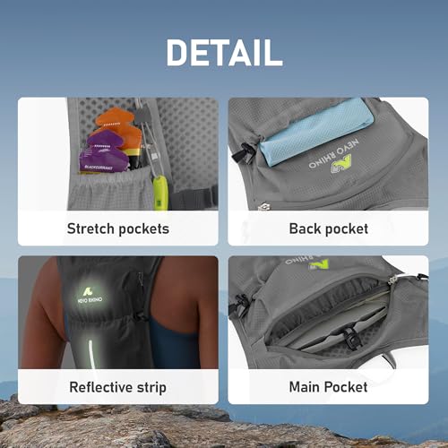 N NEVO RHINO Running Vest with 1.5L Water Bladder, Hydration Vest Pack - color: Dark Gray