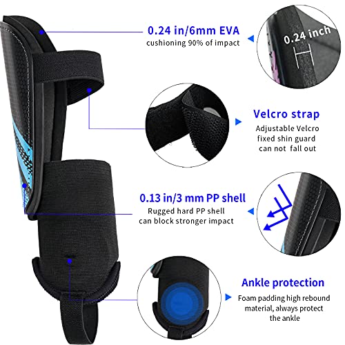 Newox Soccer Shin Guards for Kids Youth Toddler - color: blue, size: Medium