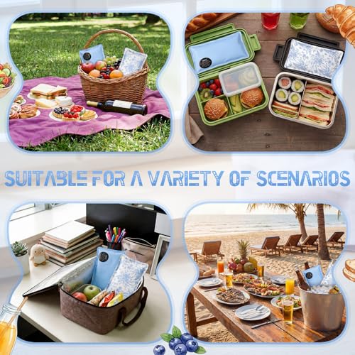 VIHOSE 2 Pcs Ice Packs for Lunch Box Bag - color: Blue, style: Floral