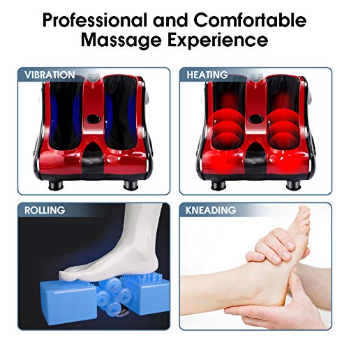 ARLIME Foot Massager with Heat, Shiatsu Feet Massage Machine - color: Red