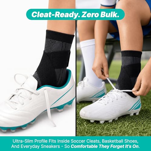 RecoverX Youth Heel & Ankle Sleeve for Kids, Sever's Disease, Heel Pain Relief & Growth Plate Support, Compression Brace for Soccer, Basketball & Running - Black (Medium) - 1 Sleeve - size: Medium
