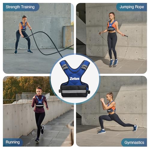 ZELUS Weighted Vest for Men Women,Adjustable 4-32lb Vest, Removable Weights - color: Blue, size: 4-10 lb.