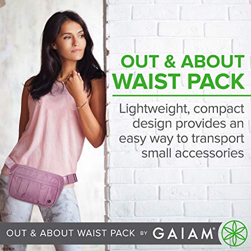 Gaiam Fanny Pack Running Belt Bag - Out & About Waist Pack Cell Phone Holder Exercise Gym Slim Zipper Workout Pouch Jogging Bag, Multi Pocket, Adjustable, Walking, Runner Accessories Women