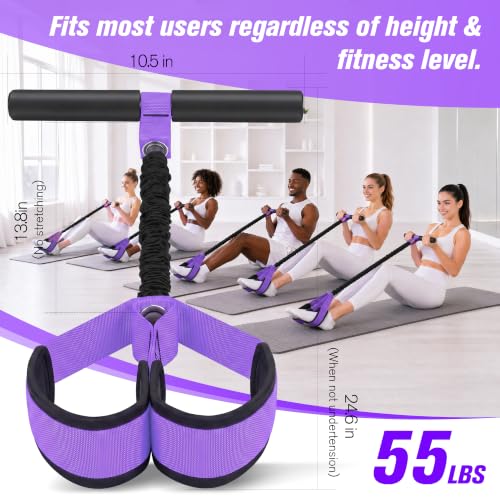 Resistance Bands with Handles,Pedal Resistance Band with Handle - color: 55lbs Purple