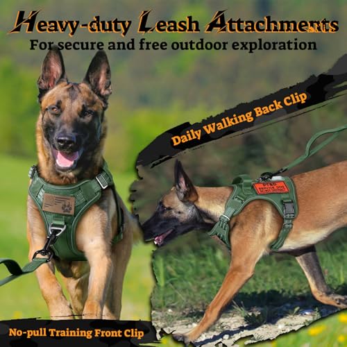 rabbitgoo Tactical Dog Harness for Small Dogs, No Pull Service Pet Vest - color: Green, size: S(Chest:16.1"-31.5",Neck:15.4"-21.6",Back:7.1")