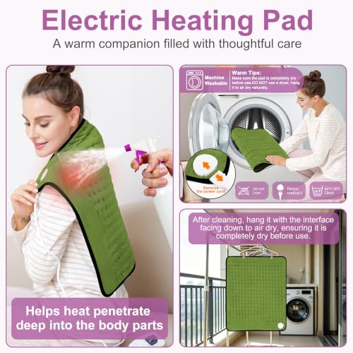 Heating Pad,Electric Heating Pad,Heating Pad for Back (GreenBlack, 24"x20") - color: Greenblack, size: 24x20 Inch