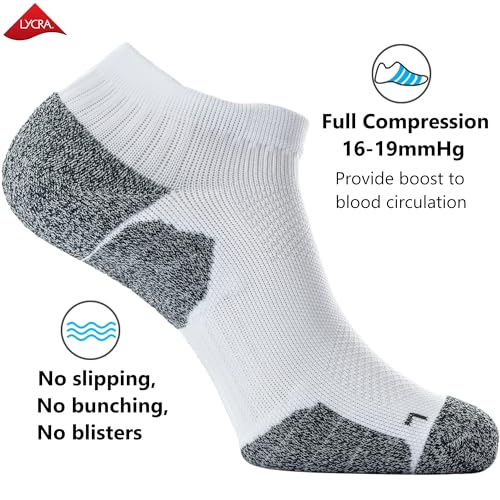 CWVLC Cushioned Athletic Ankle Compression Socks for Women Men 3/6 Pairs - color: 6-pairs White, size: Medium