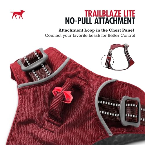 Tuff Pupper All-Day Wear Dog Harness | for Walking, Trail Running, Hiking | Front & Back Leash Clips | Reflective Trim | Easy On/Off Buckles | Lightweight Breathable | No Pull Design (XS, Red) - color: Crimson Red, size: X-Small
