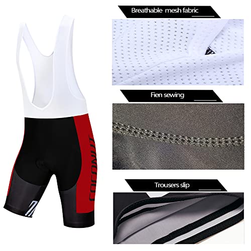 Coconut Ropamo CR Men's Cycling Jersey Set Road Bike Jersey Zipper Pocket Bib Shorts with 4D Padded Cycling Clothing Set - color: Red/Black, size: Medium