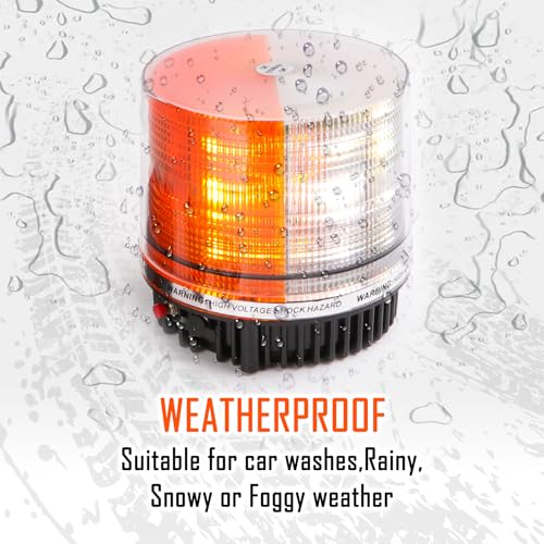 LED Wireless Rotating Beacon Battery Strobe Warning Light Amber White - color: Amber/White
