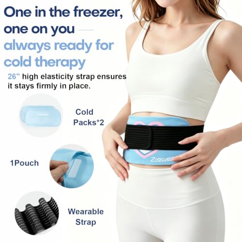 Gel Ice Packs for Injuries Reusable 2 Packs Hot Cold Gel Wrap with Strap - color: Blue-2 Pack-large