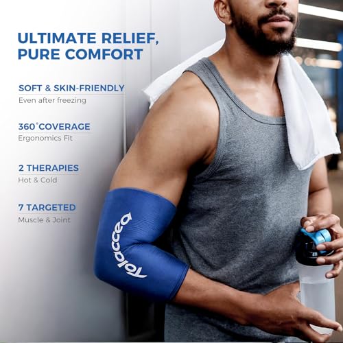Elbow & Knee Ice Pack, Reusable Gel Cold Therapy Compression Sleeve Wrap - color: Blue, size: Medium