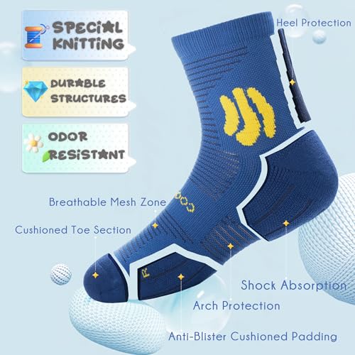 BRISIRA Coolmax Bamboo Viscose Kids Compression Socks for Youth Boys Girls - color: Skyblue-3pack, size: Large