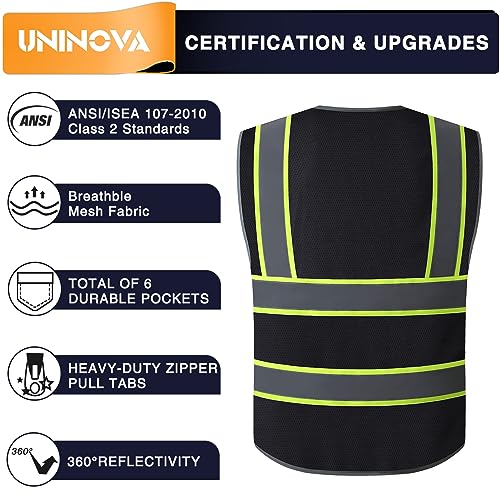 High Visibility Safety Vest - Multi Pockets Reflective Mesh Breathable Workwear, ANSI/ISEA Standards (4X-5X, Black Mesh-02) - color: Black Mesh-02, size: 4X-5X