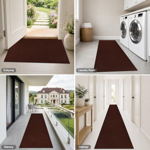 2 x 21 Ft Non Slip Entryway Runner Rug - color: Brown, size: 2' x 21' (Rectangular)