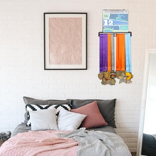 Medal Hanger Display for Runner Race Bib and Medal Display Rack Steel Black