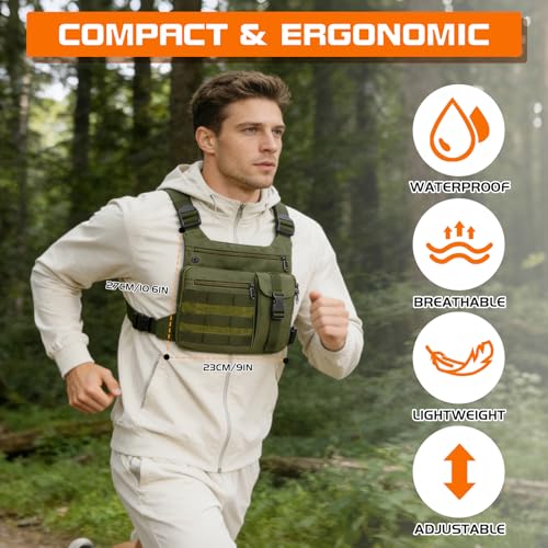 KINGSLONG Running Vest, Chest Bag for Men, Chest Pack, Hiking (A-Green) - color: A-Green