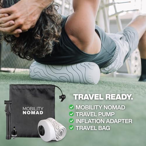 Inflatable Travel Foam Roller, 15 x 5 in, Topo Gray - color: Topo Gray