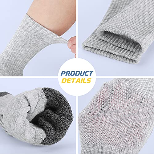 Felicigeely Athletic Crew Socks Cushioned Breathable for Men & Women 6 Pack - color: Grey, size: 6-9