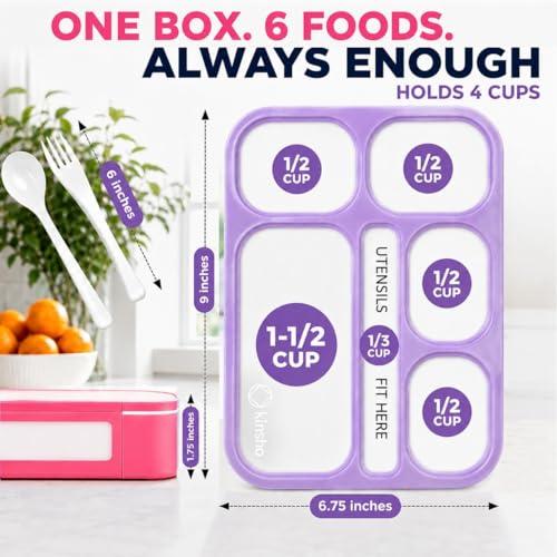 kinsho Bento Lunch Box Set of 2, Ice Pack with Insulated Bag, Pink & Purple - color: Lilac + Pink