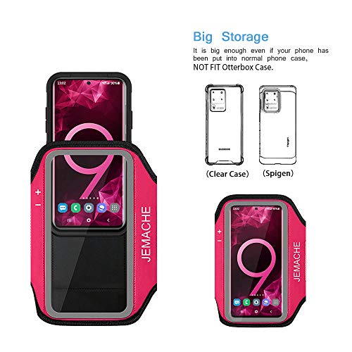 Galaxy S10+ S9+ S8+ Armband, JEMACHE Gym Running Workouts Arm Band for Samsung Galaxy S10 Plus/S9 Plus/S8 Plus with Key Holder (Rose)