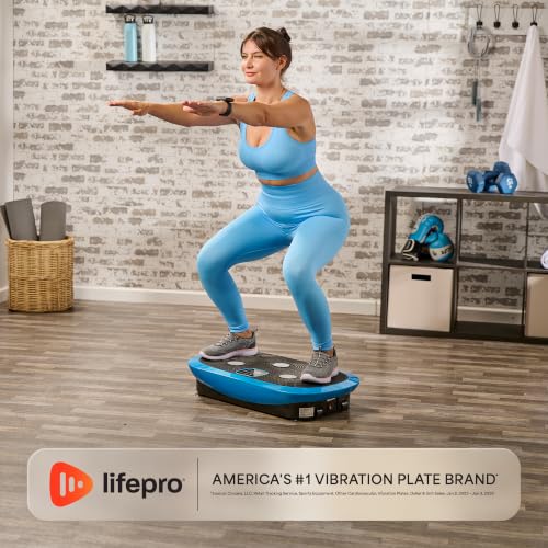Lifepro Rumblex 4D Vibration Plate Exercise Machine with 7 Training Modes - color: Blue, size: Plus