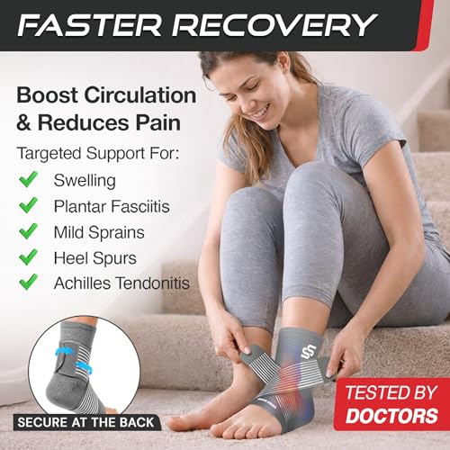 Sleeve Stars Ankle Brace Men & Women Support (Single/S:9"-10"/Gray) - color: Gray, size: Small