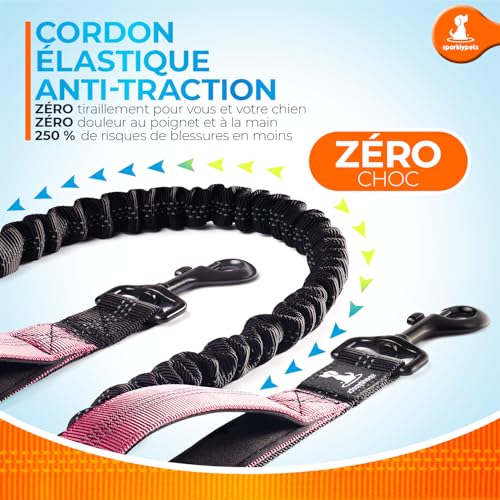 SparklyPets Hands Free Dog Leash, Medium & Large Breeds (Pink, 1 Dog) - color: Pink, size: 1 dog M/L