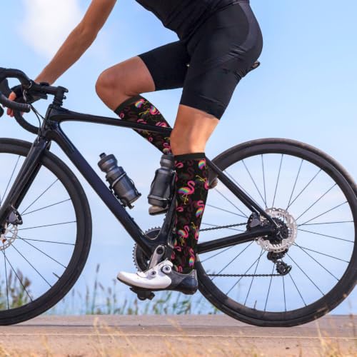 Avocado Compression Socks Women Men Knee High Stock for Running Work Support Nurses Travel - color: Flamingo Bird