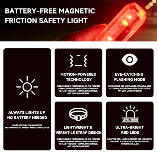 Venzio Battery-Free Magnetic Safety Light, Satefy Running Light with Belt
