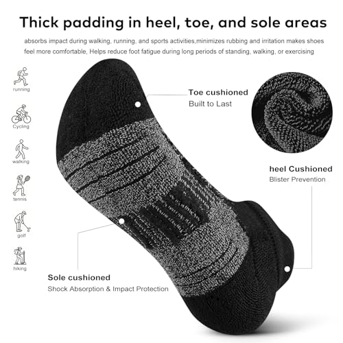 cuangya Ankle Socks Women Athletic Running Cushion Low Hiking Sock 5-6 Pair - color: 5 Pairs Black, size: 5-8