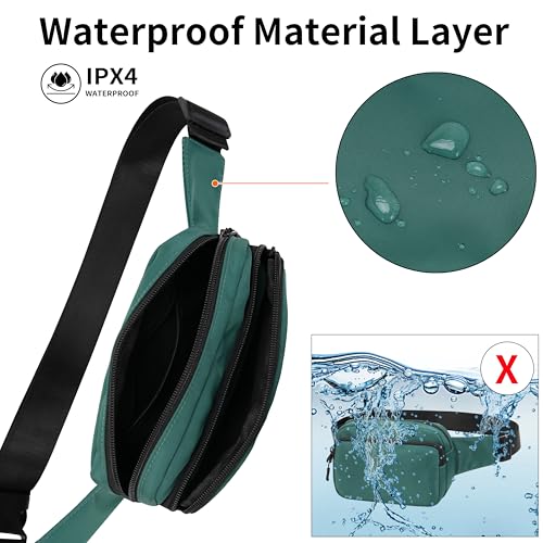 Fanny Pack Nylon Mini Belt Bag Everywhere Belt Bag for Women Water Repellent Waist Packs Crossbody Bags with Adjustable Strap - color: Green