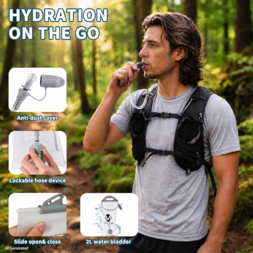 Running Vest Hydration Water Backpack with 2L Water Bladder for Women Men