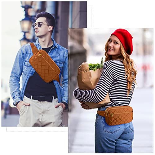 CXWMZY Fashion Fanny Packs for Women & Men, Girls Boys Teens Waist Bag Hip Bum Bag Cute Fanny Pack Casual Bum Bag with Multi-Pockets Adjustable Belts for Disney Traveling Cycling Running (Brown) - color: Brown