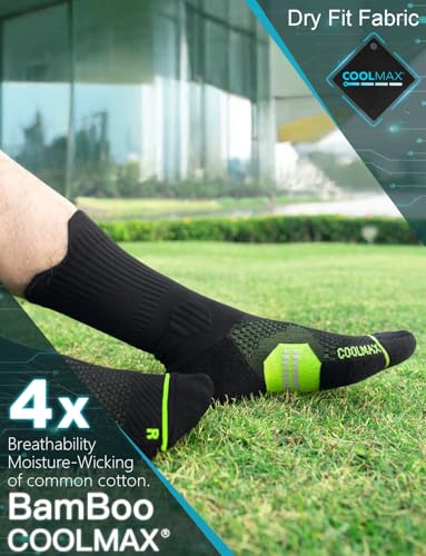 Juclise Men's Compression Running Crew Socks, 3 Pairs - color: Gradient Lime, size: Large