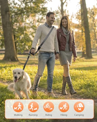 Hands Free Dog Leash, Multifunctional Crossbody Dog Leash - color: Grey, size: Large-5.9-9.5ft