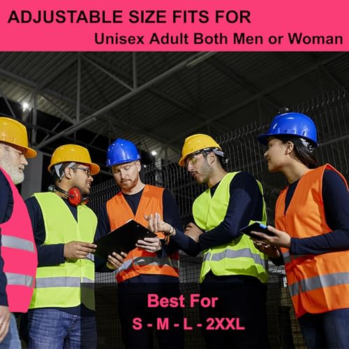 Pink Safety Vests 10 Pack - Reflective High Visibility Construction ANSI Class 2 Work Vests for Men,Woman with Zipper,Hi Vis Mesh and Neon Silver - color: Pink