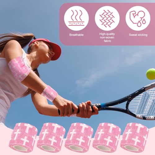 Geiserailie 12 Pack Christian Athletic Tapes 2 Inch x 5 Yards, Pink - color: Pink