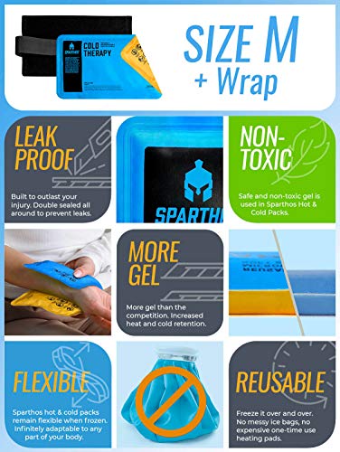 Sparthos Reusable Hot Cold Gel Ice Pack, Pain Relief - Medium + Cover - size: Medium, style: Pack of 1 + Cover