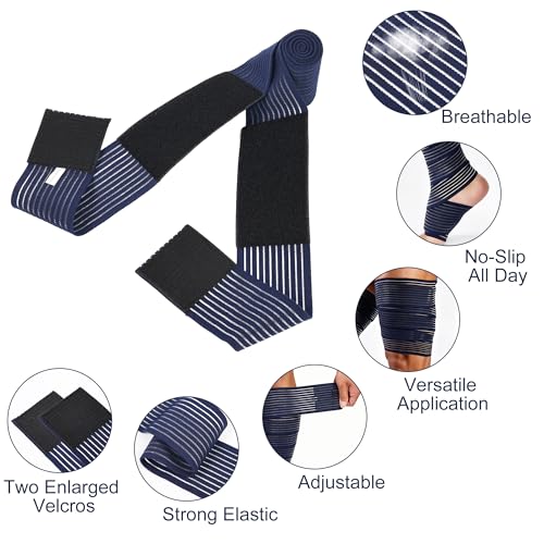 Compression Wraps for Legs Swelling Relief, Adjustable Breathable, 2 Pack - color: Dark Blue, size: 70.87"