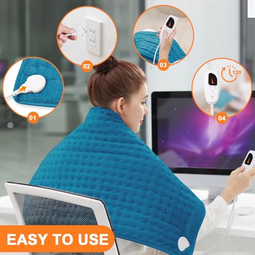 Heating Pad,Electric Heating Pad,Heating Pad for Back (Blue, 40"x20") - color: Blue, size: 40x20 Inch