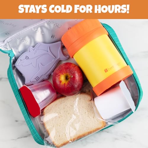 Kids Hard Ice Packs (3 PK) Slim Lightweight Reusable Cooler Freezer Packs- Long-Lasting Chillers Keep Food Fresh for Hours- Durable Leak-Proof Design for Boys Girls Back To School- BPA Free, Food Safe - color: Shark