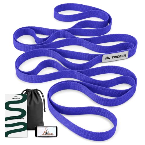Trideer Stretching Strap with Loops for Physical Therapy,Non-Elastic - color: Deep Blue