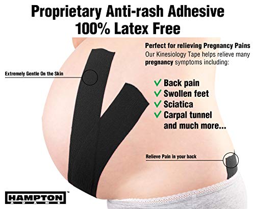 Hampton Adams Kinesiology Tape, Uncut Roll, Waterproof Muscle Support - color: Black, size: 2in x 16ft (2 Rolls)
